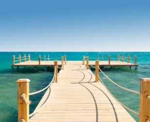 view of a dock on the ocean