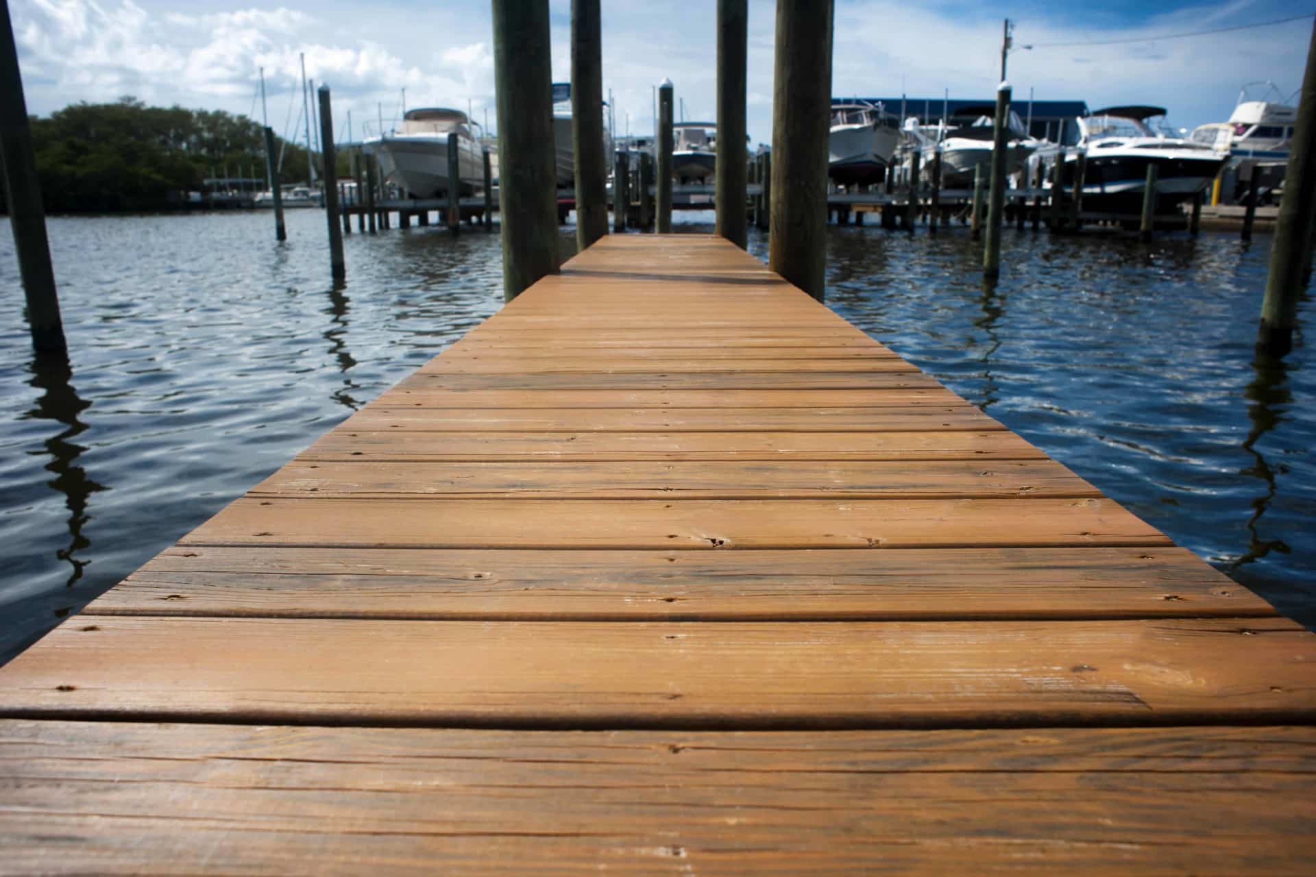 sealed pressure treated lumber on a dock
